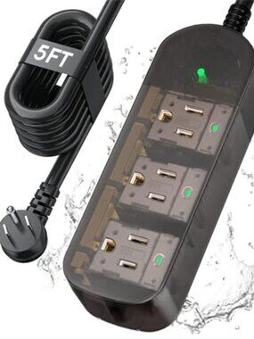 Outdoor Power Strip Weatherproof, Transparent IPX6 Waterproof Surge Protector